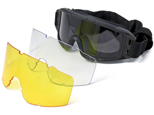 Маска стрелковая ShotTime Puma, защитная, чёрная, комплект с 3 линзами