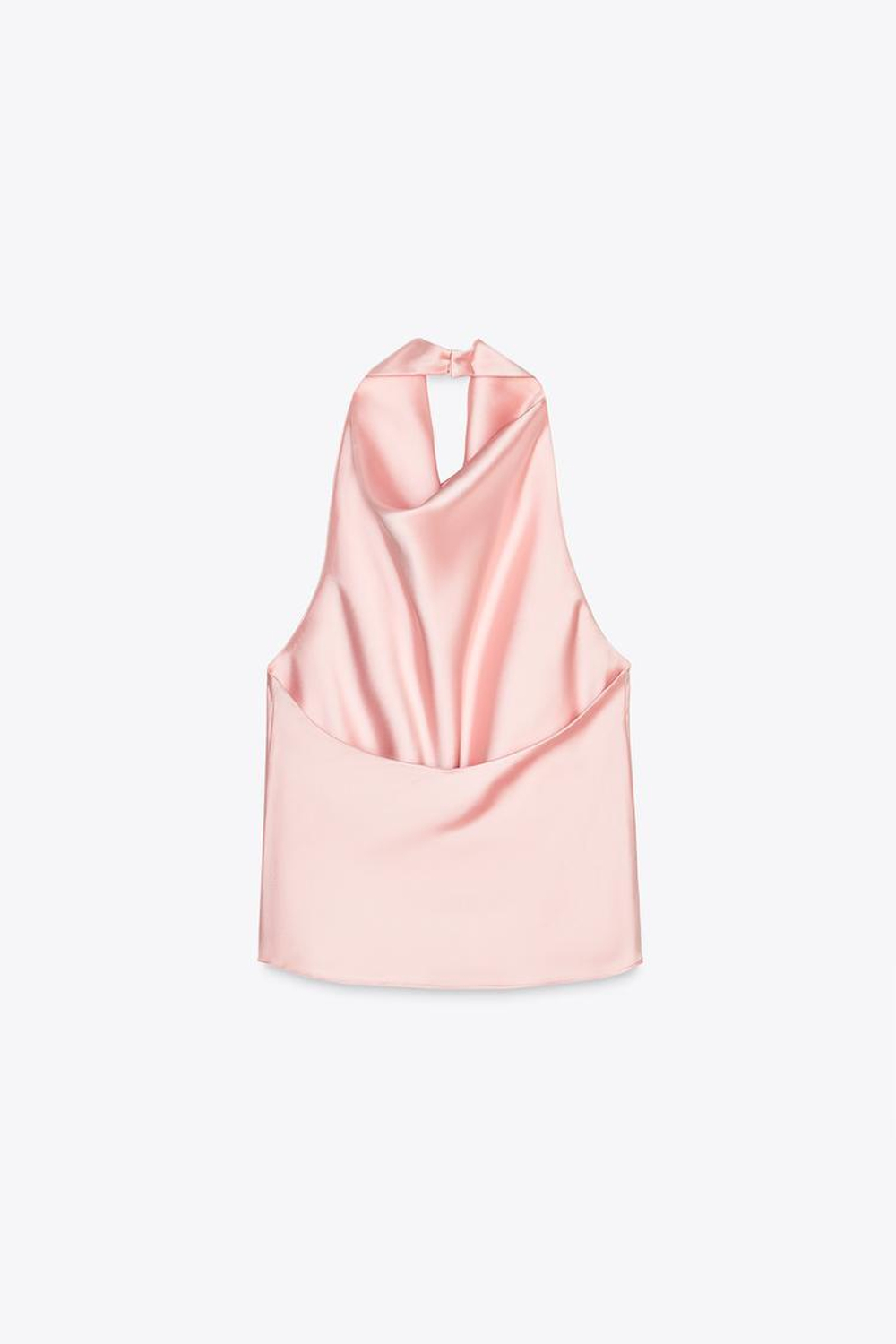 ZARA АТЛАСНЫЙ ТОП С ГОРЛОВИНОЙ ХАЛТЕР, РОЗОВЫЙ