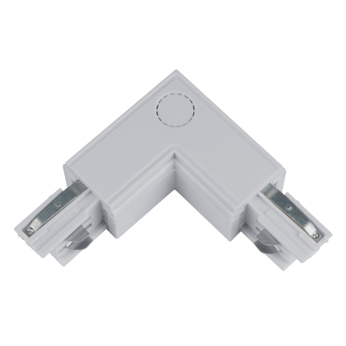 UBX-A21 SILVER 1 POLYBAG Соединитель для шинопроводов L-образный. Внешний. Трехфазный. Цвет — серебряный. Упаковка — полиэтиленовый пакет.