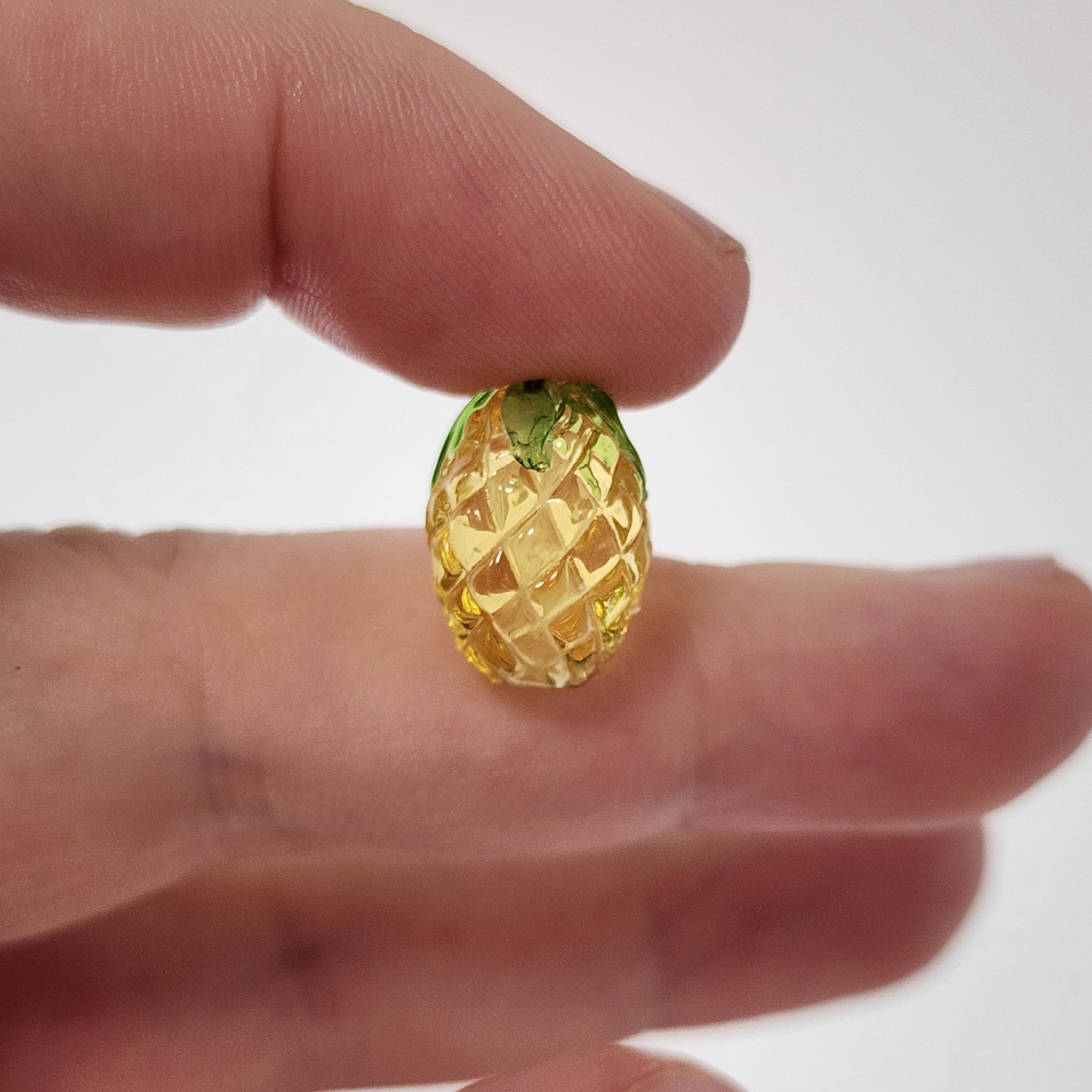 Бусина лэмпворк, Ананас, Лимон, р-р ~15×12мм, фруктовая бусинка)