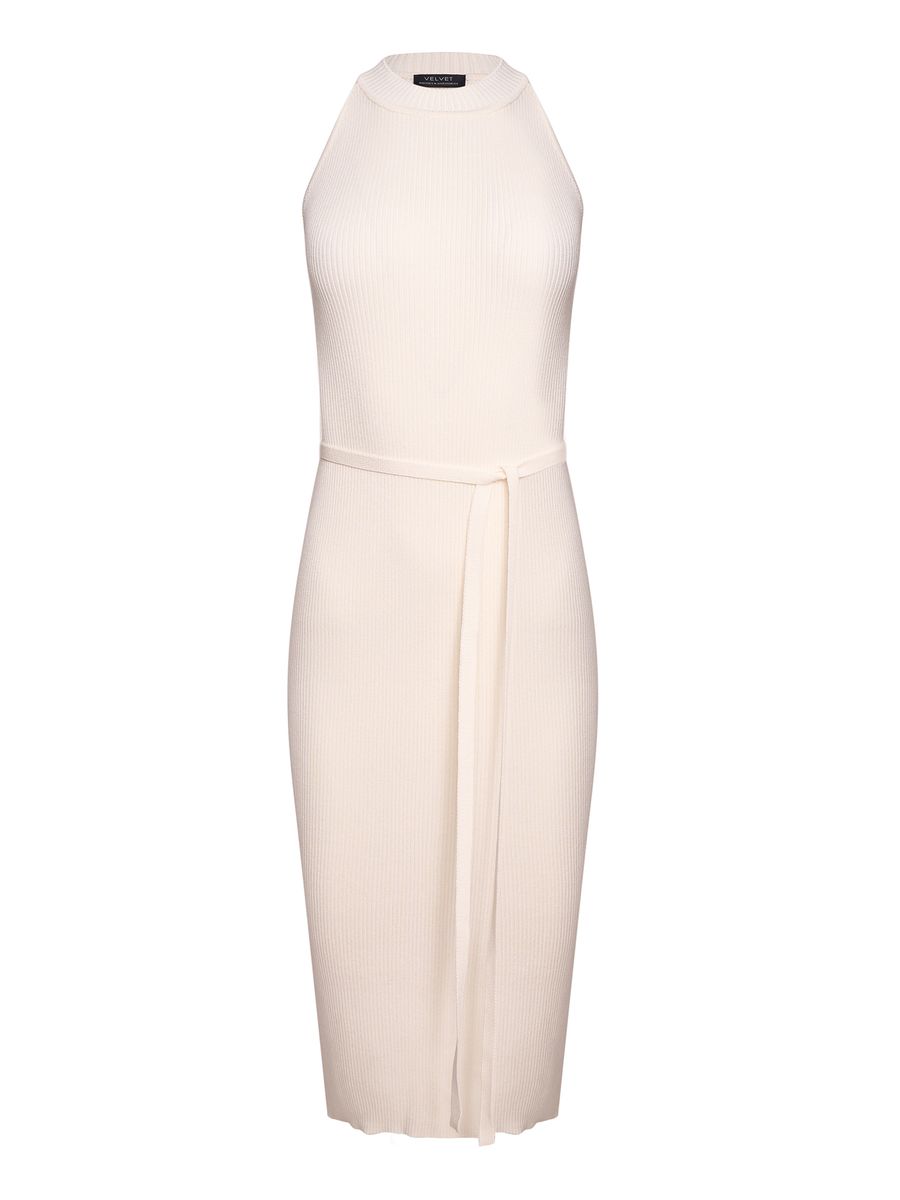 Платье лапша из вискозы миди молочное