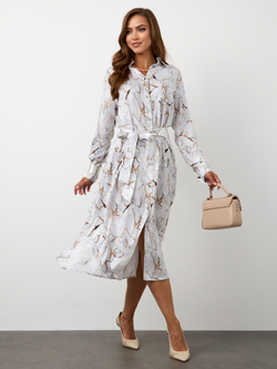 Платье-рубашка с мраморным узором из вискозы