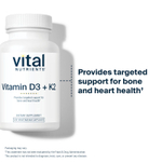 Vital Nutrients, витамины D3 и К2, 120 вегетарианских капсул