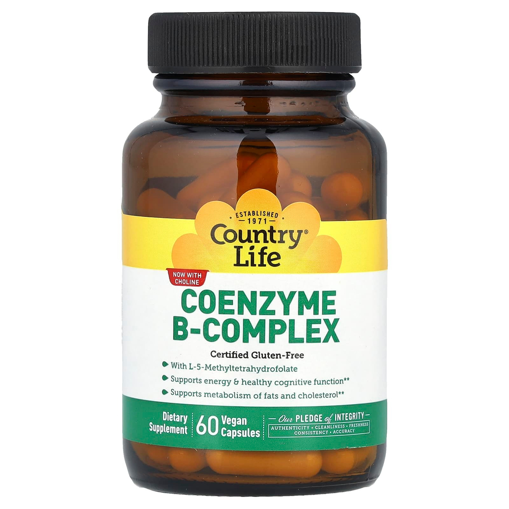 Country Life, комплекс коэнзимов группы B, 60 вегетарианских капсул