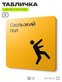 Табличка Скользкий пол, на дверь и стену, навигационная и информационная, серия CONCEPT, 18х18 см, Айдентика Технолоджи