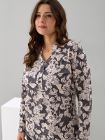 Блузка БЛ-22/антрацит-бежцветы