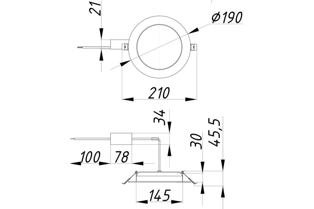 Светильник LED Geniled Сейлинг встраиваемый 20Вт 3000К 90Ra IP54