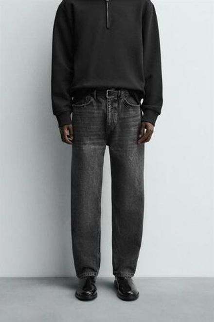 ZARA ДЖИНСЫ STRAIGHT ANKLE FIT, ЧЕРНЫЙ