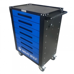 Инструментальная тележка GWT-B7L (7 ящиков, центральный замок, колеса с тормозом, синяя)