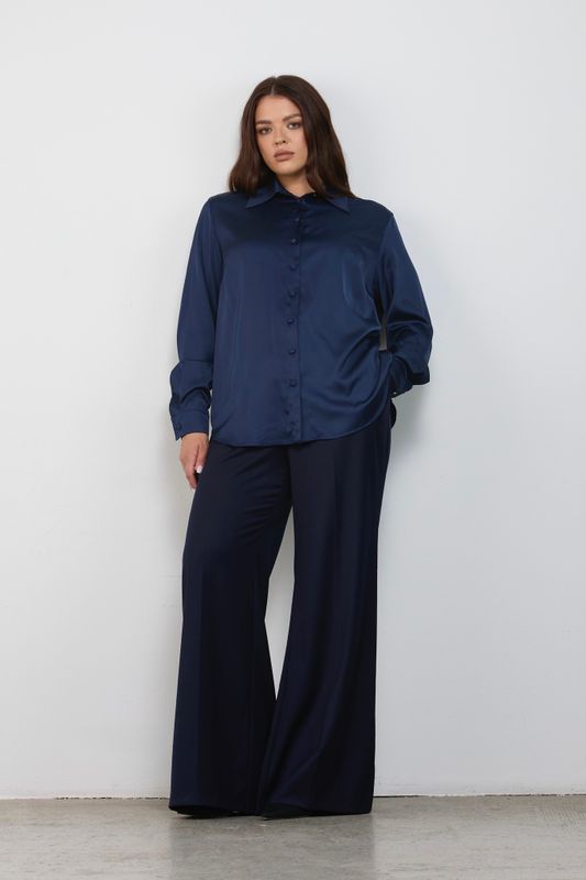 Брюки расклешенные со стрелками, синий