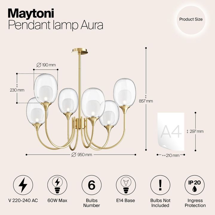 Подвесная люстра Maytoni Aura MOD016PL-06BS