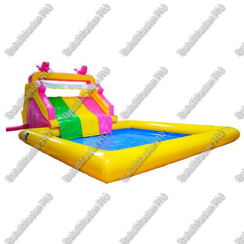 Надувная водная горка с бассейном «Карамелька», 10*6*4 м