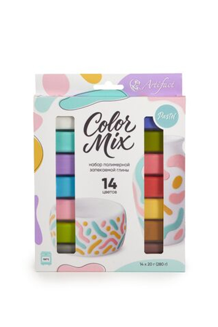 Набор пластики "Артефакт. Color Mix" 14цв., 280гр. пастель