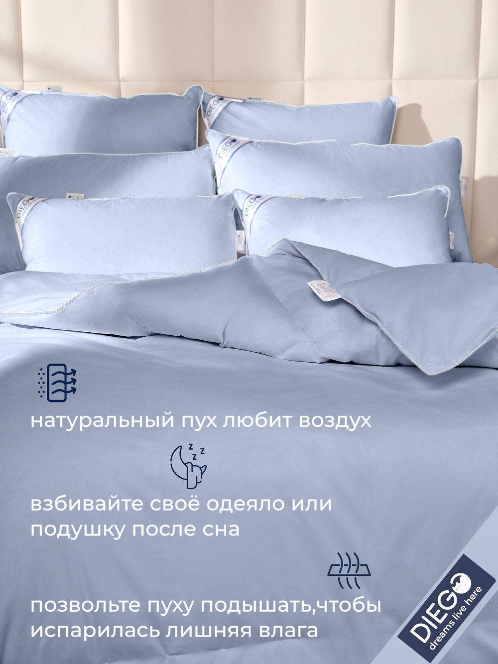 Одеяло зимнее Вега Евро 200х200 Голубое