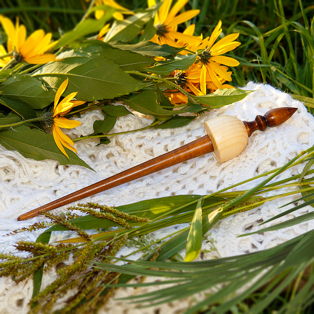 Тибетское опорное веретено для прядения из дерева сибирский кедр. Art of Siberia. B30