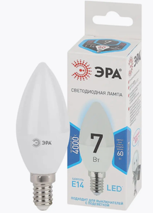 ЛАМПА СВЕТОДИОДНАЯ  ЭРА LED SMD B35-7W-840-E14