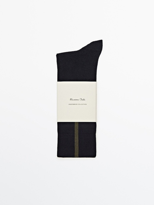 Massimo Dutti Высокие носки с контрастной полосой, темно-синий