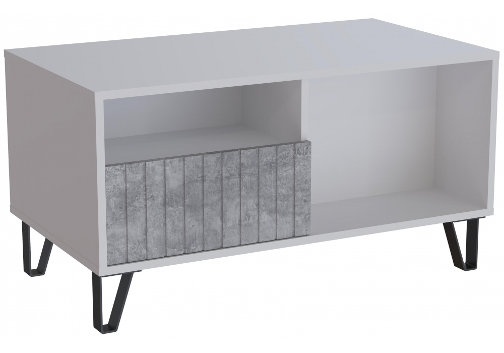 Журнальный стол Woodville Эннис белый, бетон светлый