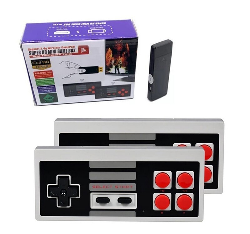Игровая приставка DENDY Stick U-03 HDMI 8 bit с беспроводными геймпадами (660 игр)
