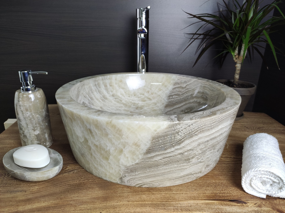 Раковина из оникса Drum Grey Medium DO-60201 45*45*15