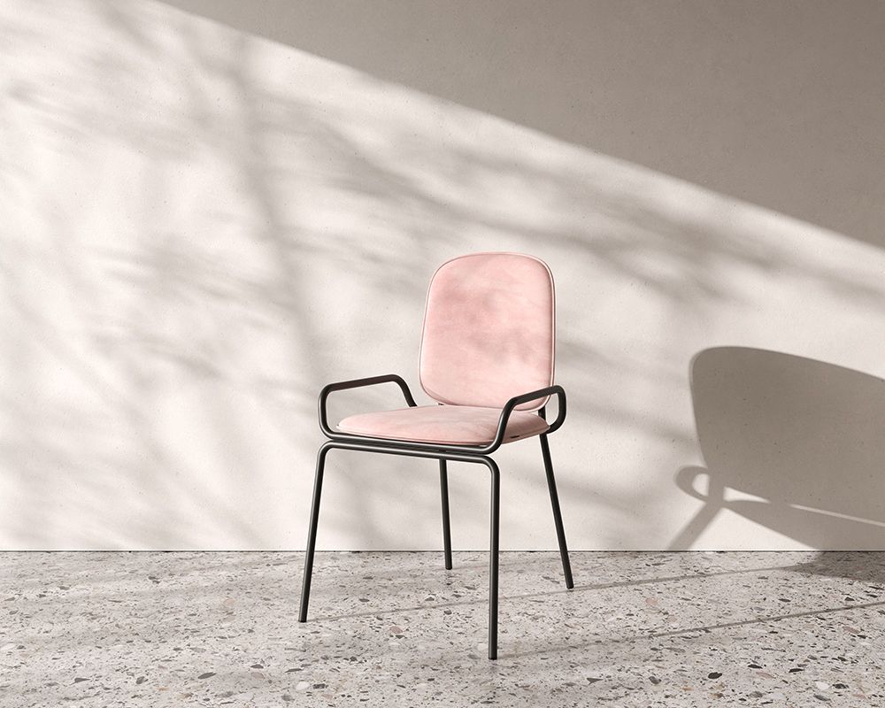 Стул Ror, Double Frame, велюр, черный/розовый