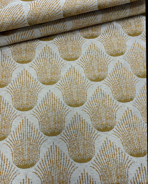 Гобеленовая ткань Золотые колосья на белом фоне ширина 175 см