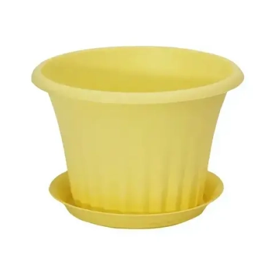 Кашпо КЭРОЛ D140мм 0,75л с подставкой Банановый 0,1,14х0,14м