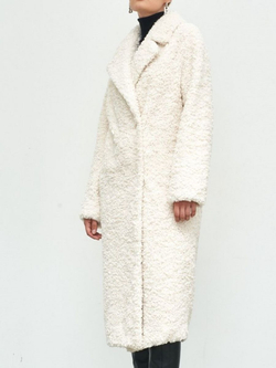 Искусственная шуба чебурашка тедди, белая, Северина