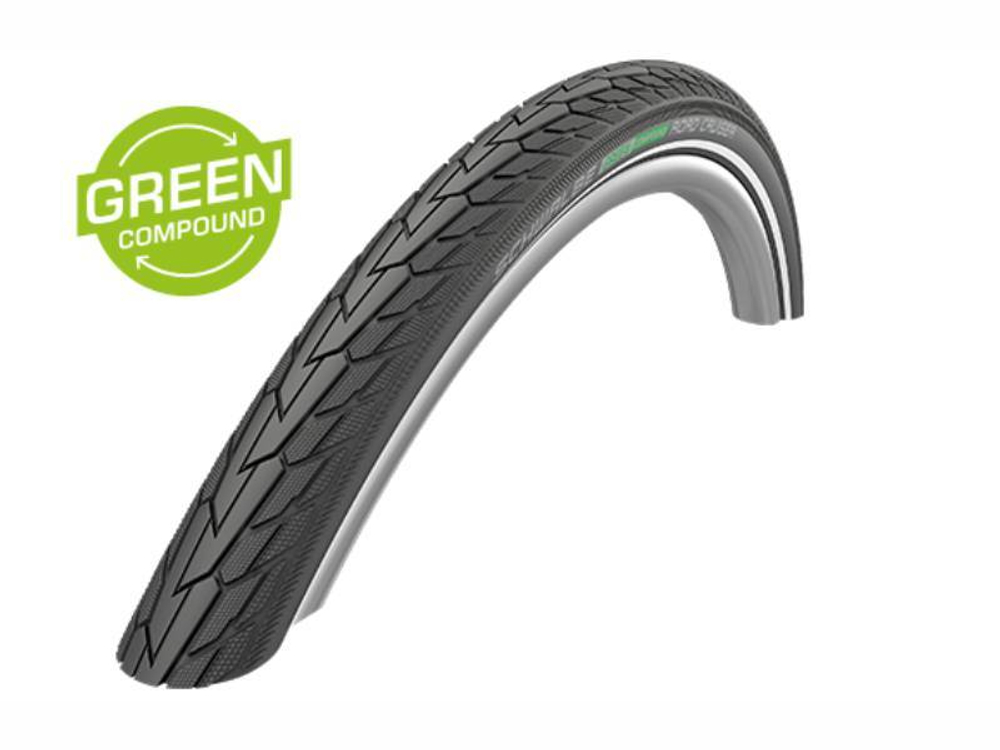 Покрышка. 26x1.75 (47-559) 05-11101302 ROAD CRUISER K-Guard, TwinSkin B/B+RT (светоотр полоса) HS484 GREEN 50EPI черная SCHWALBE
