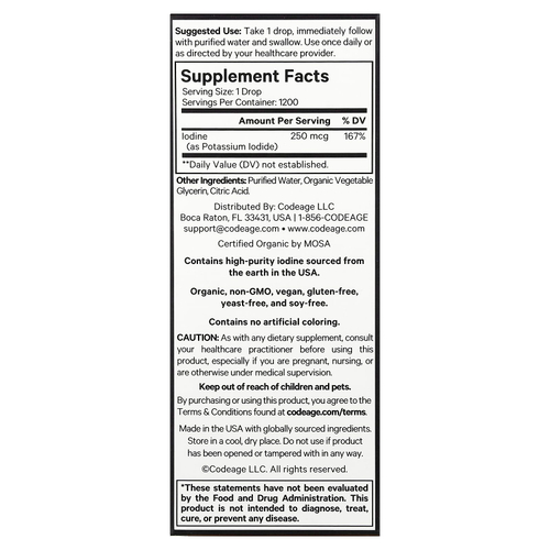 Codeage, йод+, 59,2 мл (2 жидк. унции)