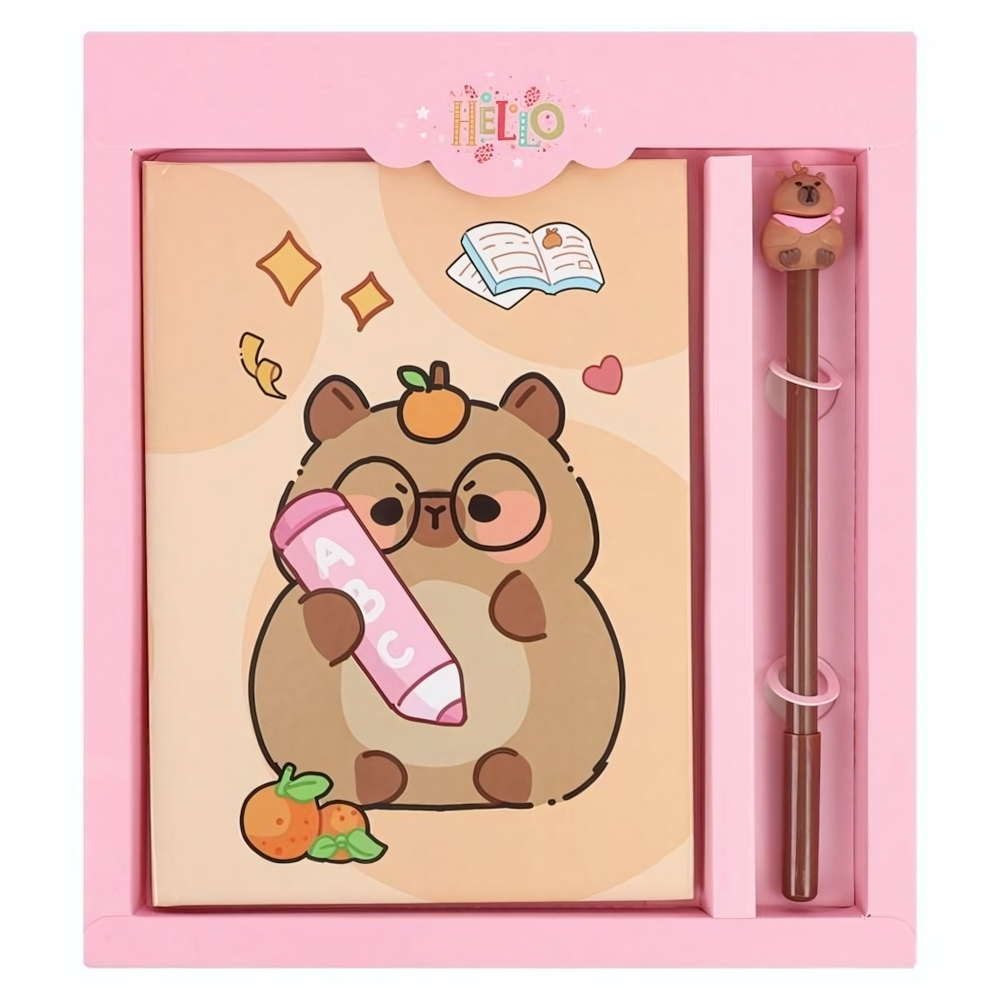 Блокнот 13*18см 50л. клетка+ ручка "Капибара" (Darvish)