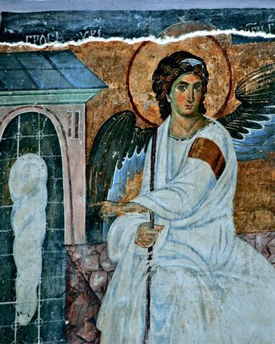 Белый Ангел - фреска монастыря Милешева, символ Сербии - деревянная икона на левкасе