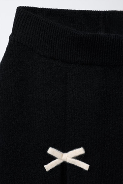 ZARA ТРИКОТАЖНАЯ ЮБКА С БАНТАМИ, ЧЕРНЫЙ