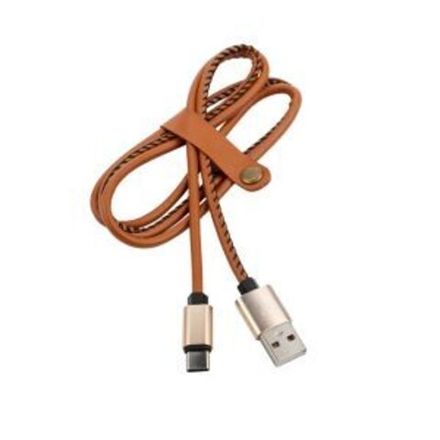 Кабель USB-A – Type-C, 2,1A, 1м, эко-кожа, коричневый REXANT