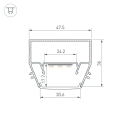Профиль STRETCH-S-35-CEIL-CENTER-2000 (GAMMA35) (Arlight, Алюминий) 040699