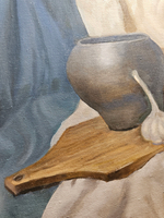 Картина авторская маслом на холсте 33х41 см на стену для интерьера "Деревенский натюрморт"