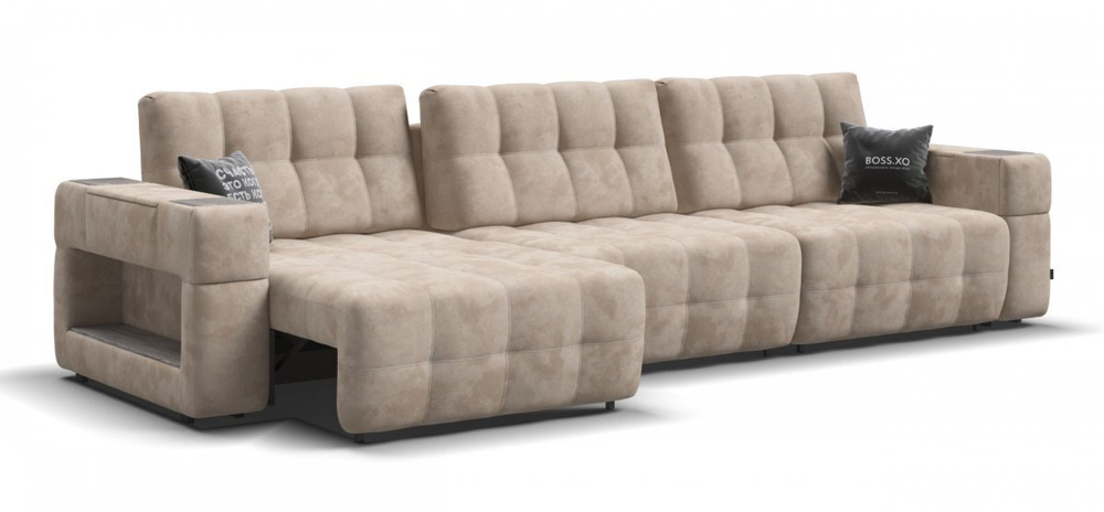 Диван BOSS.XO MAX Велюр Alkantara пепел / WOOD Rock