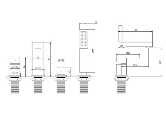 Смеситель ABBER Daheim AF8213SP на борт ванны, сатин