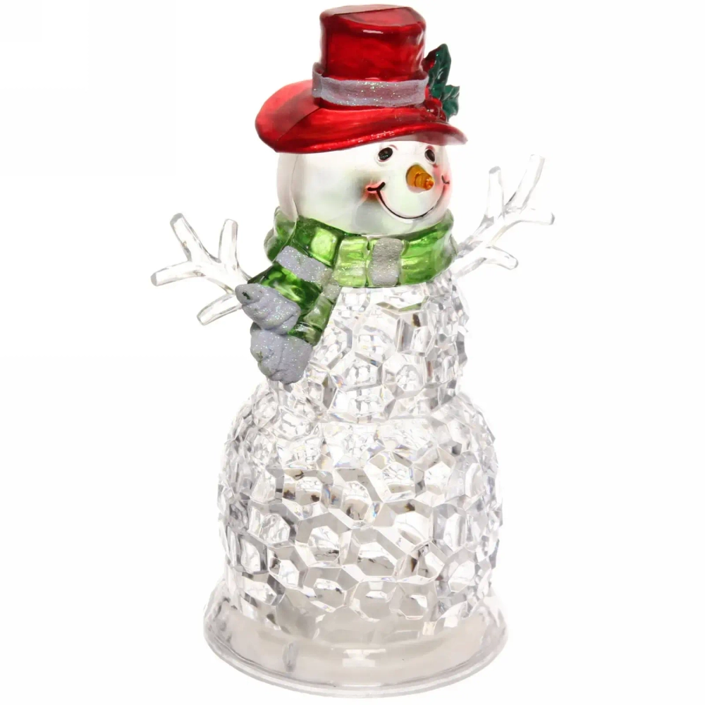 Сувенир с подсветкой «Хрустальный снеговик» 24*17,8 см