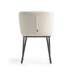 Стул La Forma (ex Julia Grup) Ciselia из белой ткани букле и черного металла