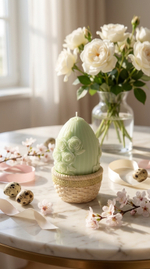 Свеча яйцо пасхальное с розами мятное