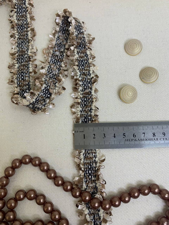 тесьма "шанель", 2,5см черный/коричневый/крем/серебро