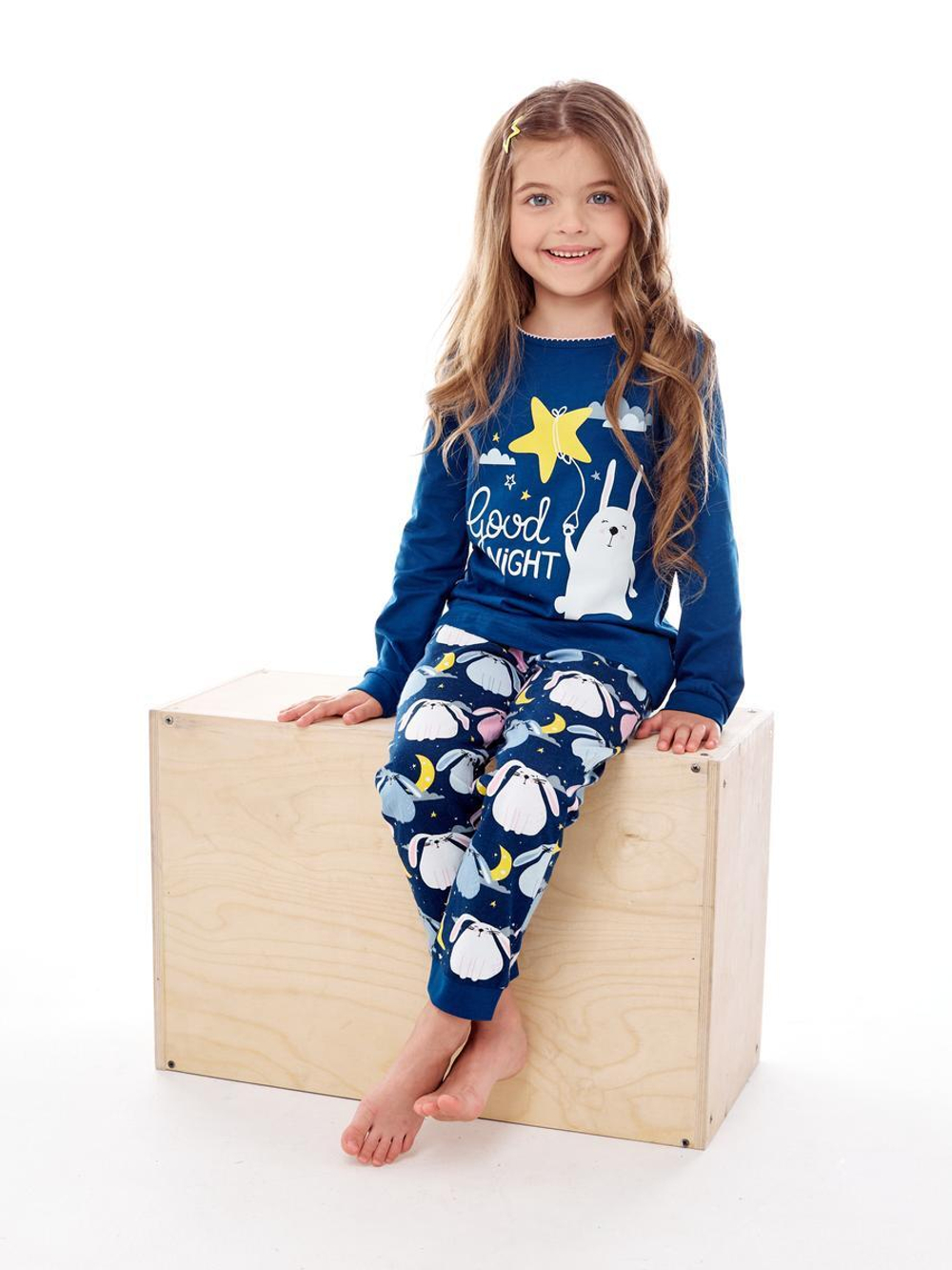 Пижама для девочки р-р 134, Синий/темно-синий