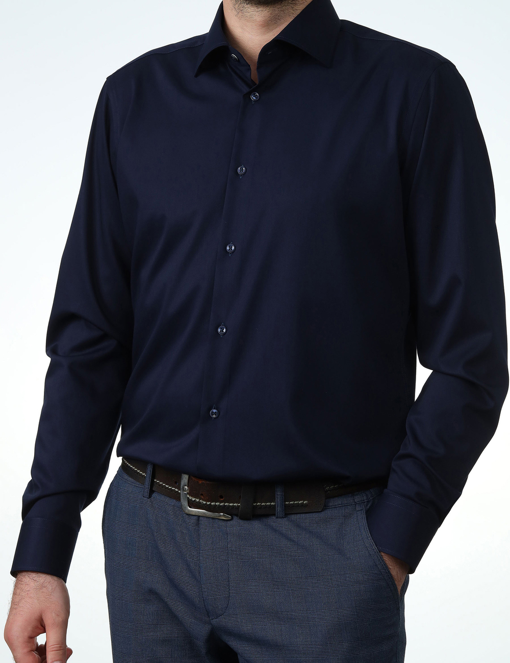 Сорочка мужская VESTER длинный рукав, темно-синий, бамбуковое волокно 51518 19