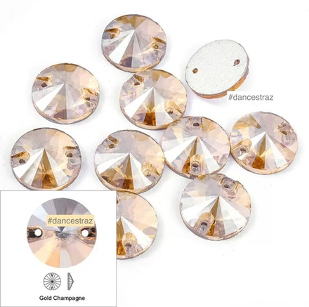 Стразы пришивные, Rivoli, Gold Champagne (A3), 14mm, (36 ea/pkg), (F2)