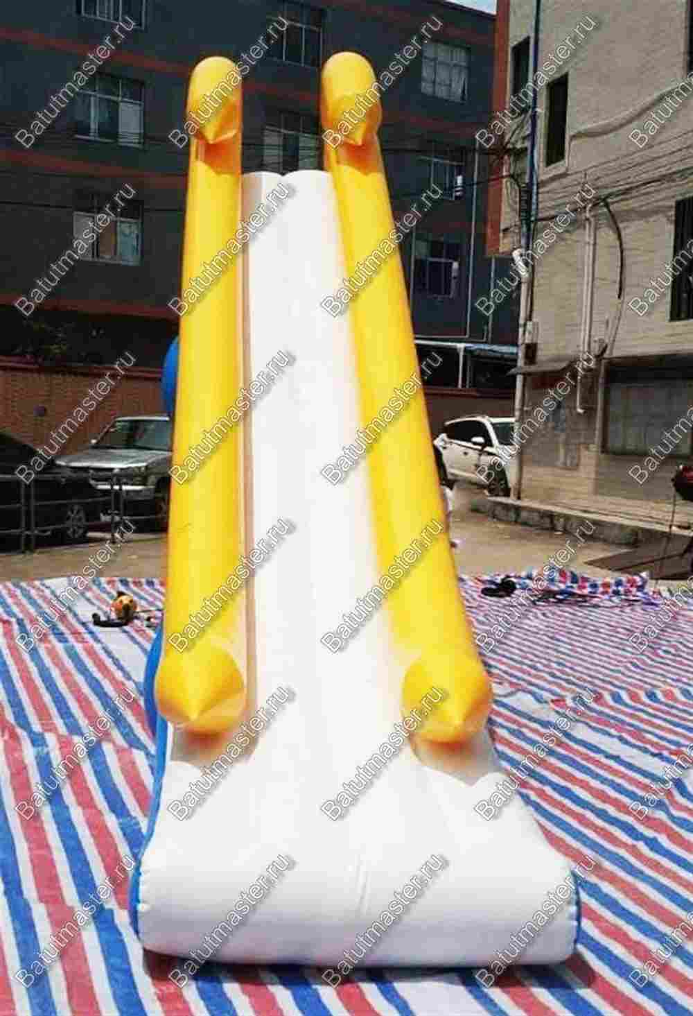 Надувная прямая водная горка для вышки (опоры) «Солнечный залив», 12*2*8 м