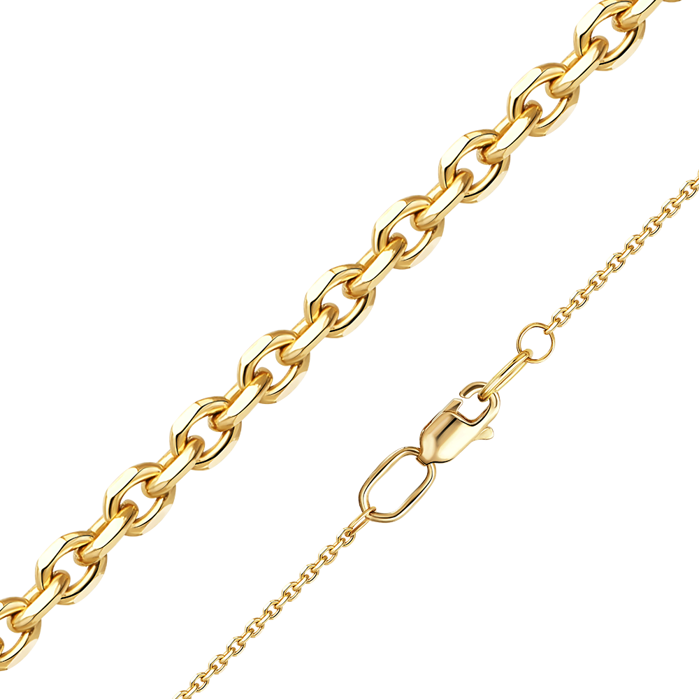 Цепь из лимонного золота с алмазной гранью (плетение «Якорное»)