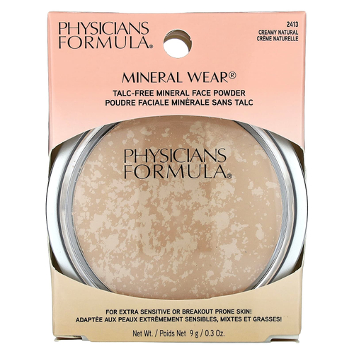 Physicians Formula, Mineral Wear, минеральная пудра для лица без талька, 2413 натуральный крем, 9 г (0,3 унции)