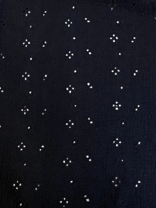 Муслин с вышивкой крупные цветы, черный DC04088-31