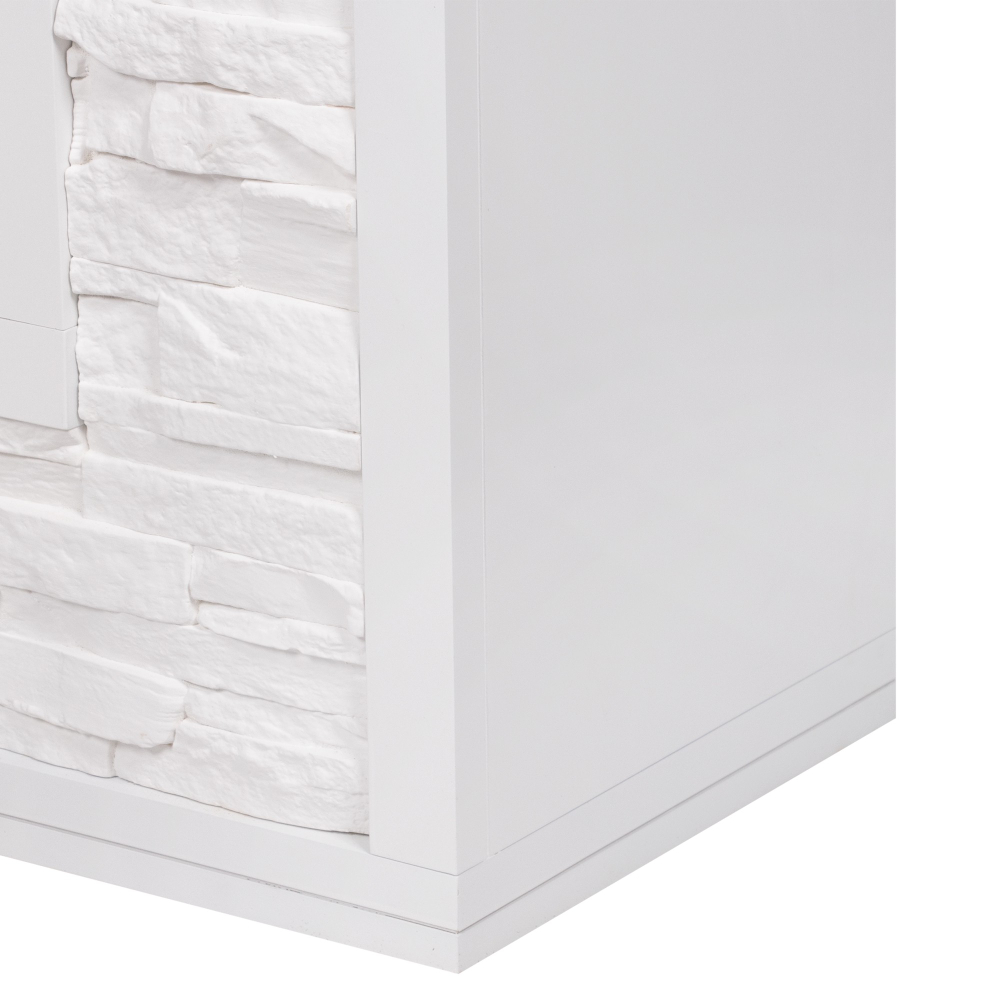 Портал Firelight Loft 30 камень белый, белая эмаль